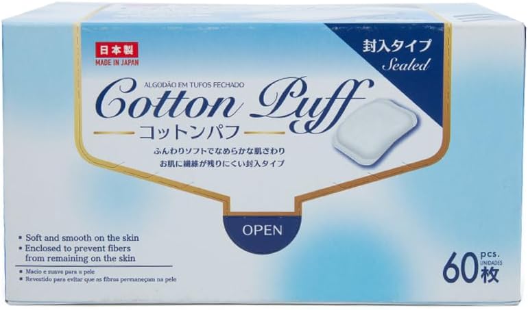 Daiso Cotton Puff – Sealed Pack – 60 Pieces White - Image 2